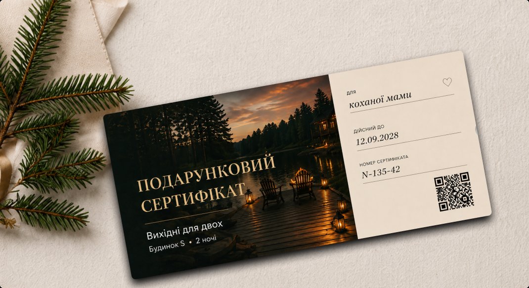 Подарунковий сертифікат Намріяно у святковій композиції